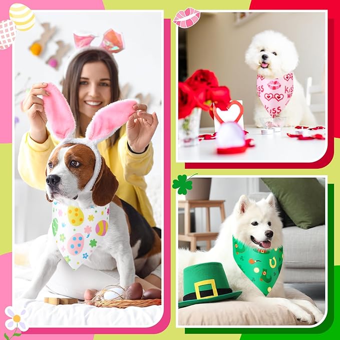 50 Pcs Valentines Day Dog Bandanas Bulk St Patricks Day Easter Bandanas - Image 6