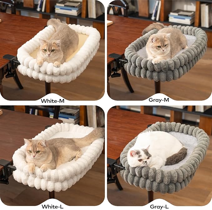 CHEERPALS Cat Desk Bed with Reversible Cushion, 90°Foldable Cat Hammock - Image 8