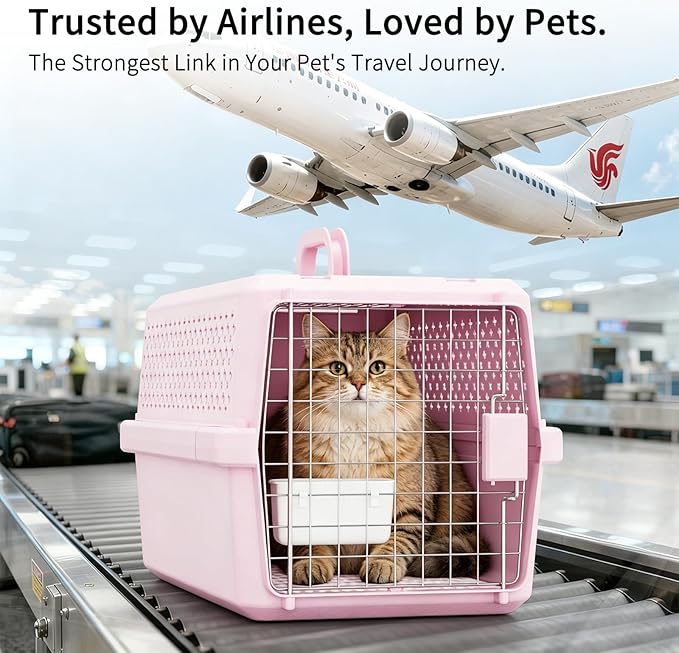 RIZZARI Pets Spree Hard-Sided Pink Pet Carrier, Portable Crate - Image 4