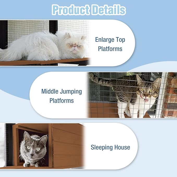 70.1’’ Large Catio Outdoor Cat Enclosure, Weatherproof Walk-in Cat Cage - Image 7