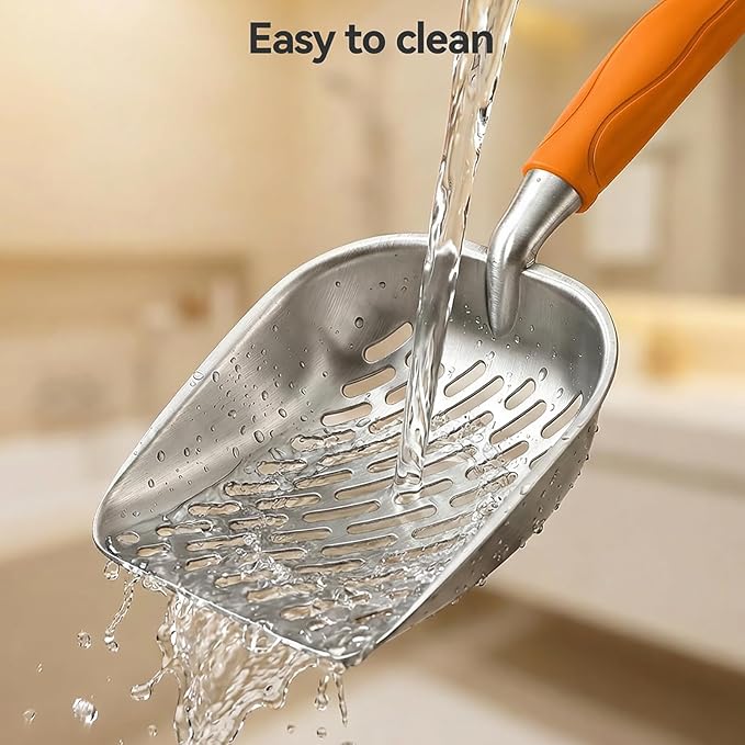 Cat Litter Scoop, Large Long Handle Kitty Metal Scooper, Heavy Duty Aluminum - Image 6