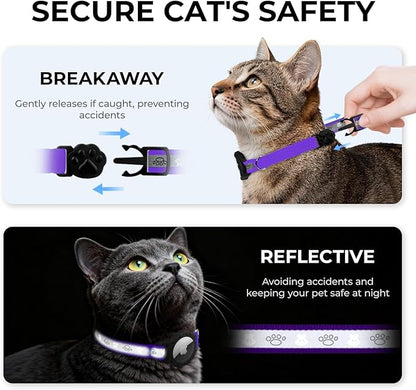 Breakaway AirTag Cat Collar, Reflective Cat Tracker Collar - Image 2