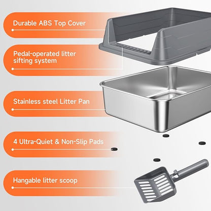 Stainless Steel Cat Litter Box, Odor Free Metal Litter Box - Image 8