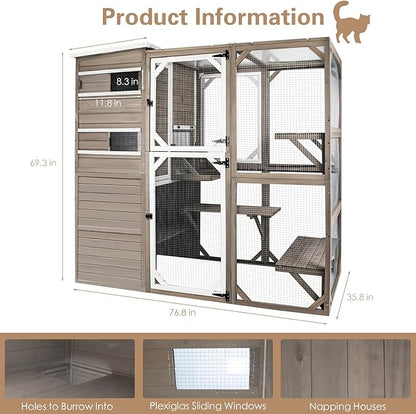 Ketive Catio Outdoor Cat Enclosure, Large Cat House Cat Cage Condo Indoor - Image 3