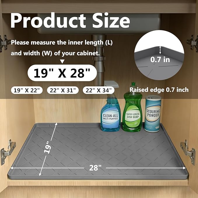 Mateeylife Under Sink Mats for Kitchen Waterproof 28"X19", Undersink - Image 3