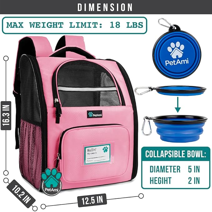 PetAmi Dog Backpack Carrier for Small Medium Dogs Large Cats up to 18 lbs - Image 2