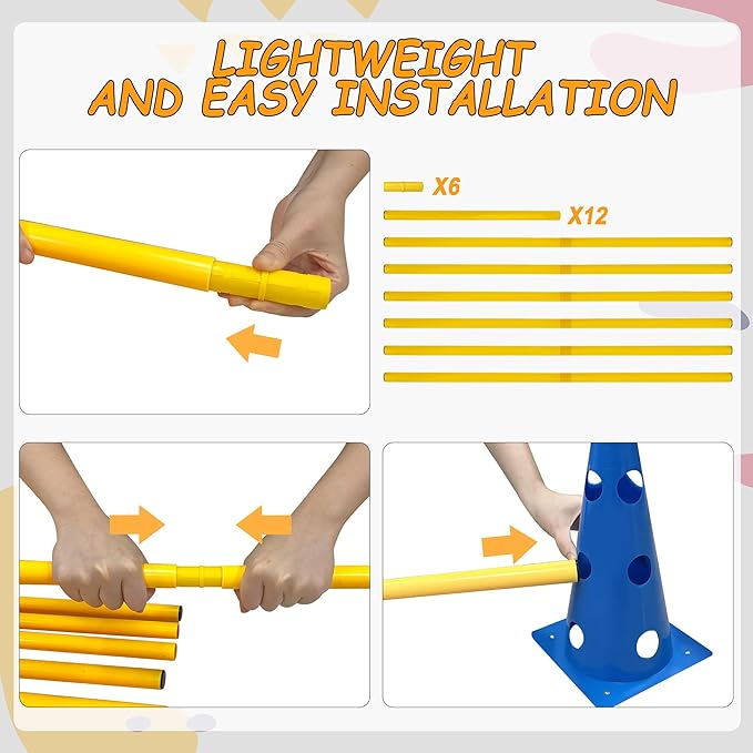 Dog Agility Hurdle Cone Set, Dog Agility Backyard Set Include Height cossbar - Image 3