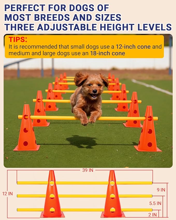 Dog Agility Course Backyard Set, Dog Agility Hurdle Cone Set - Image 2