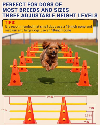 Dog Agility Course Backyard Set, Dog Agility Hurdle Cone Set - Image 2