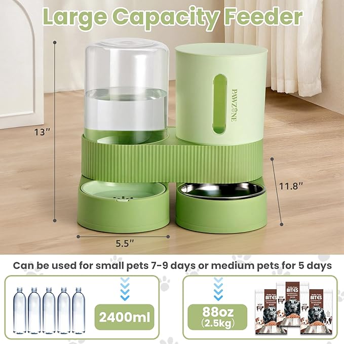 2 Pack Automatic Cat Feeder Stainless Steel Water Dispenser Gravity Food Feeder - Image 2