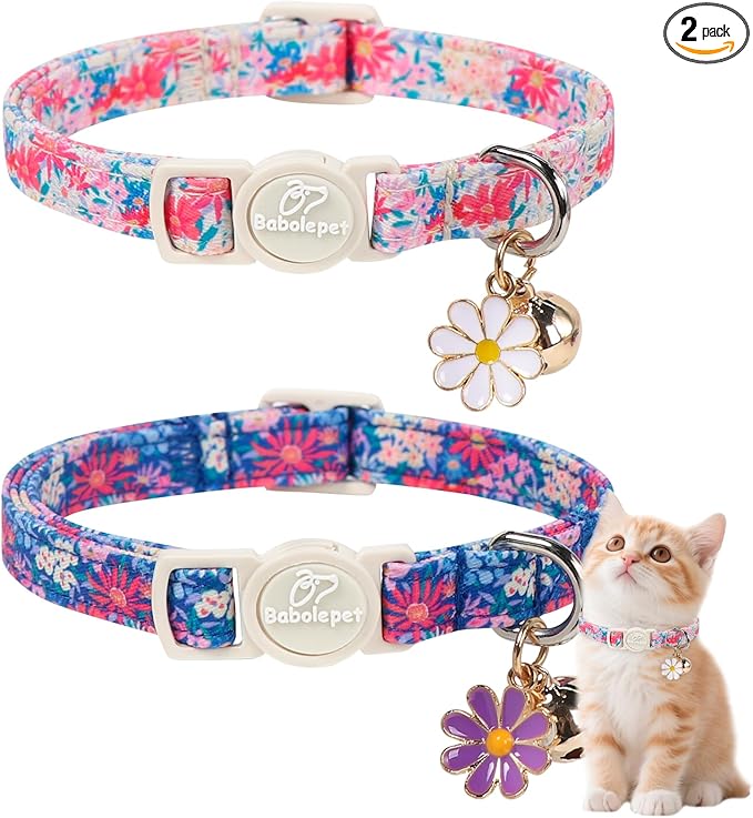 2 Pack Floral Cat Collars by Babolepet