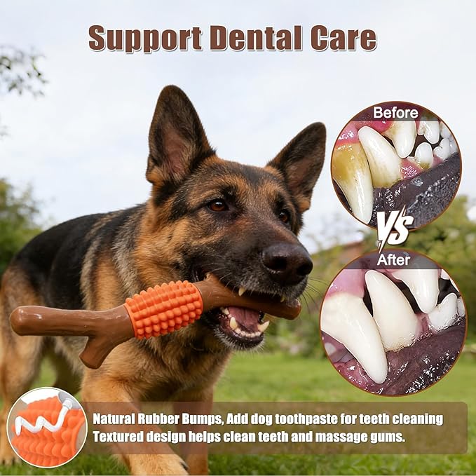 SCHITEC Dog Chew Toy for Aggressive Chewers, Tough Big Nylon & Rubber Teething - Image 4