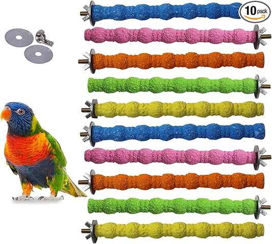 kathson 10PCS Bird Perch Parrot Stand Cage Accessories Natural Wooden Stick Paw by kathson