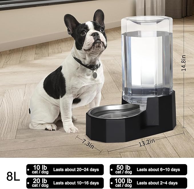 Sfozstra Black 8L Gravity Dog Water Dispenser - Image 3