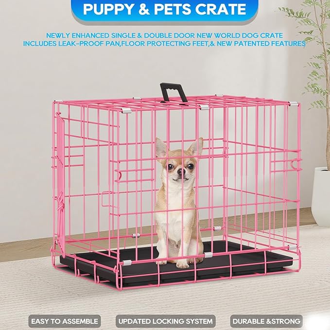 FDW Dog Crate for Small Dogs 18 Inch Folding Metal Wire Pet Cage Single Door - Image 3