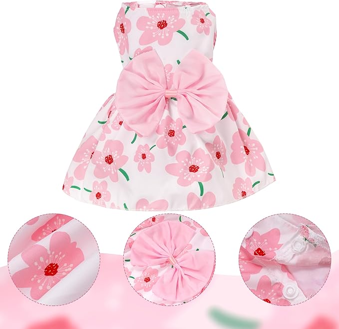 choyaxo Floral Dog Dress Cute Dog Skirt Pet Dress Summer Pet Clothes - Image 3