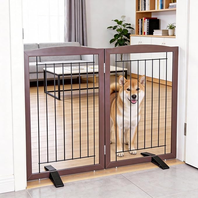 ZJSF Freestanding Dog Fence Indoor, Foldable Dog Gate by ZJSF