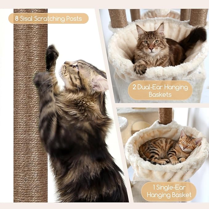 Globlazer Extra Large Cat Tree Tower, 82in Tall Heavy Duty Cat Tree - Image 4