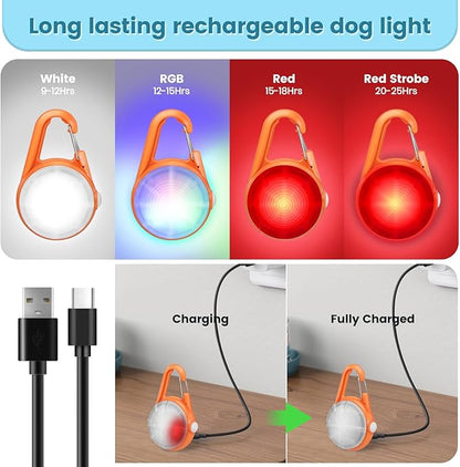 2Pack Dog Lights for Night Walking Dog Collar Light Clip on Rechargeable Glow - Image 2