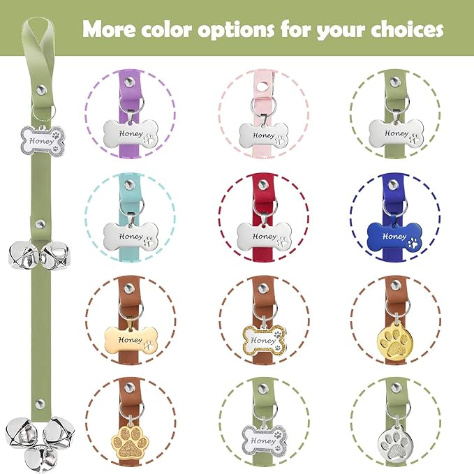 Leather Dog Bells, Puppy Potty Training Bell Dog Doorbell Potty Train Dog Bell - Image 2