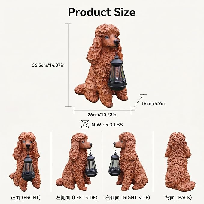 Brown Poodle Dog Garden Statue - Image 3