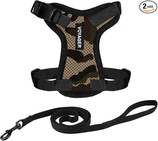 Voyager Escape-Proof Step-in Lock Cat Harness & 5ft Neoprene-Handle Leash Set by BestPetSuppliesLLC