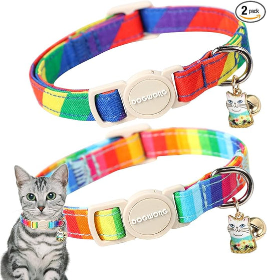 Cat Collar, 2 Pack LGBT Cat Collars Breakaway by DOGWONG