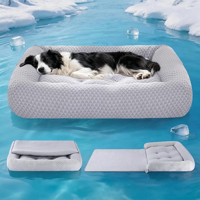Rywell 3-in-1 Cooling Dog Beds for Large Dogs, Dog Cooling Mat by Rywell