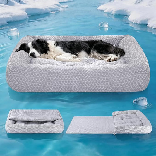 Rywell 3-in-1 Cooling Dog Beds for Large Dogs, Dog Cooling Mat by Rywell