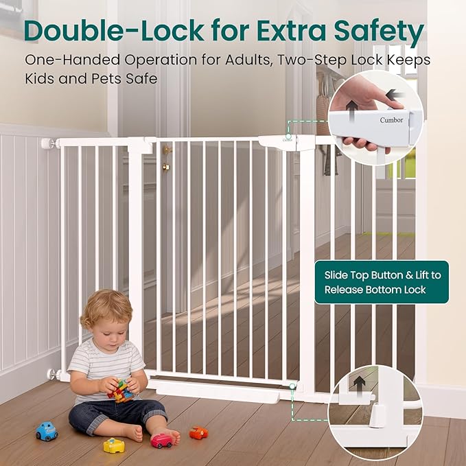 Cumbor 36" Extra Tall Baby Gate, 30-54" Wide Dog Gates - Image 4