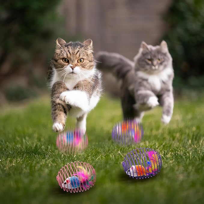 Jecery 25 Pcs Cat Spring Balls Toys Stretchable Rolling Balls Colorful Playful - Image 6