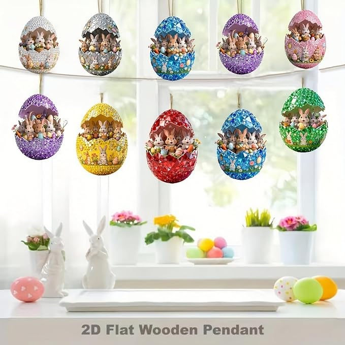 16 Pcs Easter Glitter Hanging Eggs Ornaments - Image 6