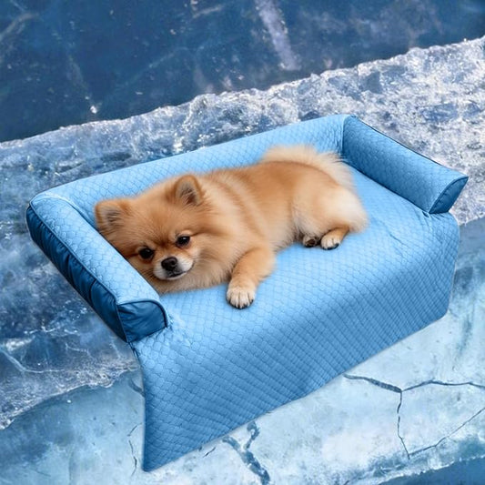 GGIB Cooling Dog Bed Mat with Bolster Pillow Washable Dog Couch Cover by GGIB