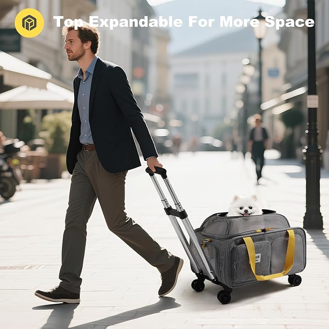 pidipiti 18x13.5x9 TSA Approved top Expandable Rolling pet Carrier - Image 4