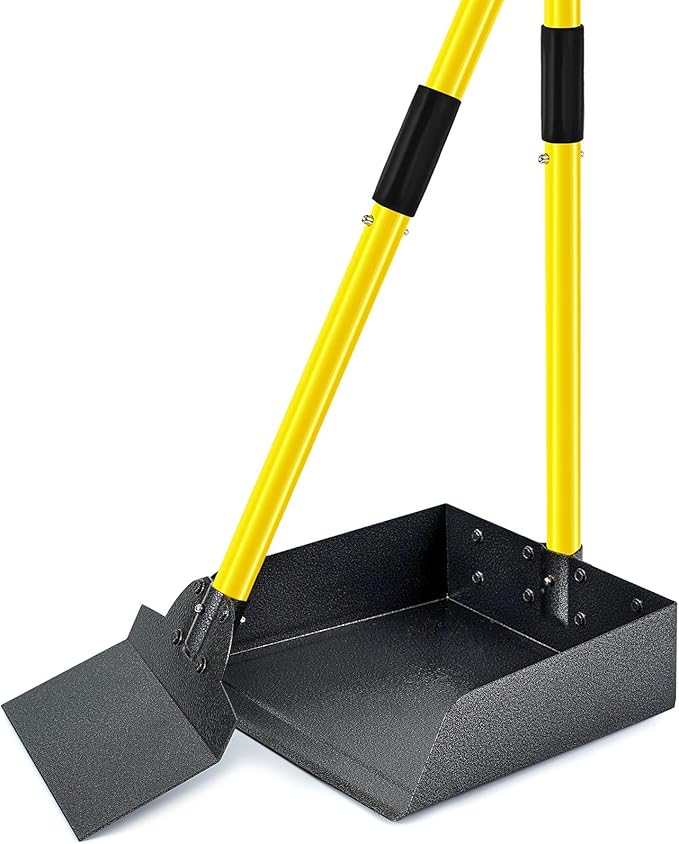 Pooper Scooper for Large Dogs, Adjustable Long Handle Metal Tray and Spade Poop by SnaglePaw