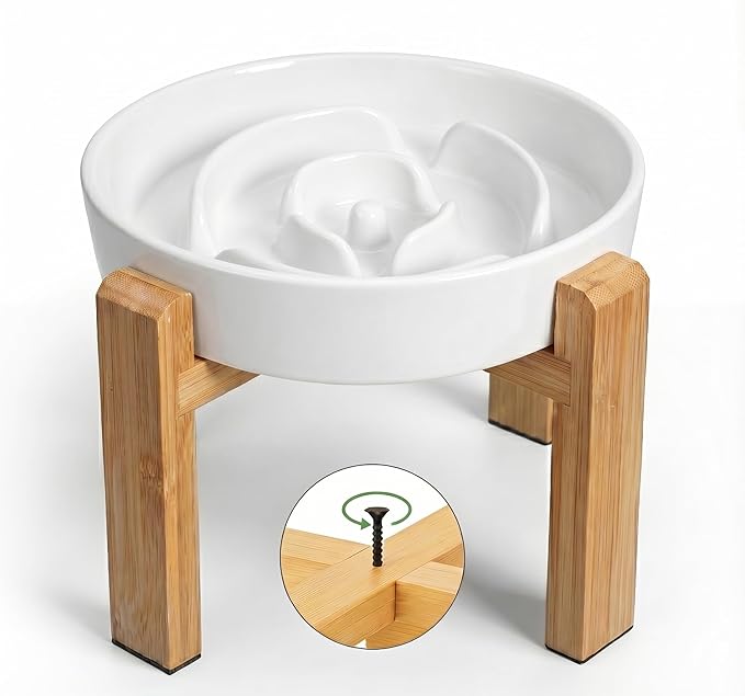 Elevated Slow Feeder Dog Bowl Large Breed, 8.8 Inch Ceramic Slow Eating Bowl - Image 2