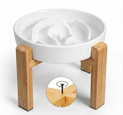 Elevated Slow Feeder Dog Bowl Large Breed, 8.8 Inch Ceramic Slow Eating Bowl - Image 2