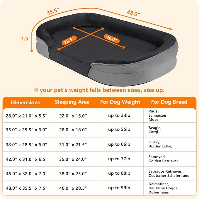 Dwanton Orthopedic Dog Bed for Extra Extra Large Dogs - Image 4