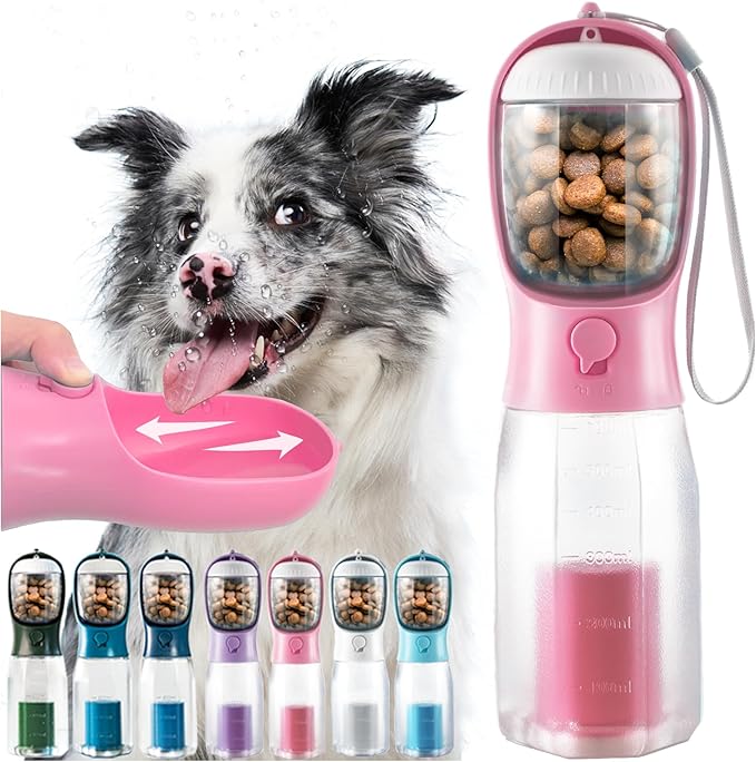 Portable Water Bottle for Dogs, 3 in 1 Pet Travel Bowl Dispenser by MoonyMars