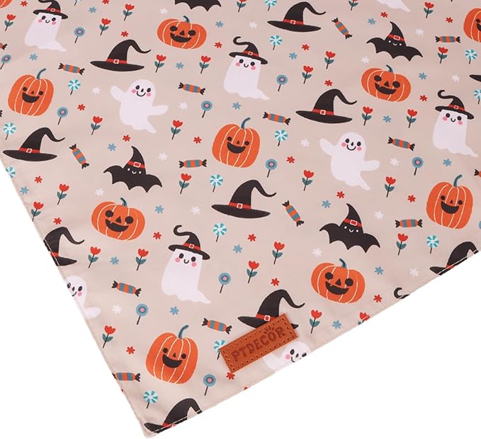 PTDECOR Halloween Dog Bandana, Ghost Pumpkin Design Reversible Holiday Pet Scarf - Image 6