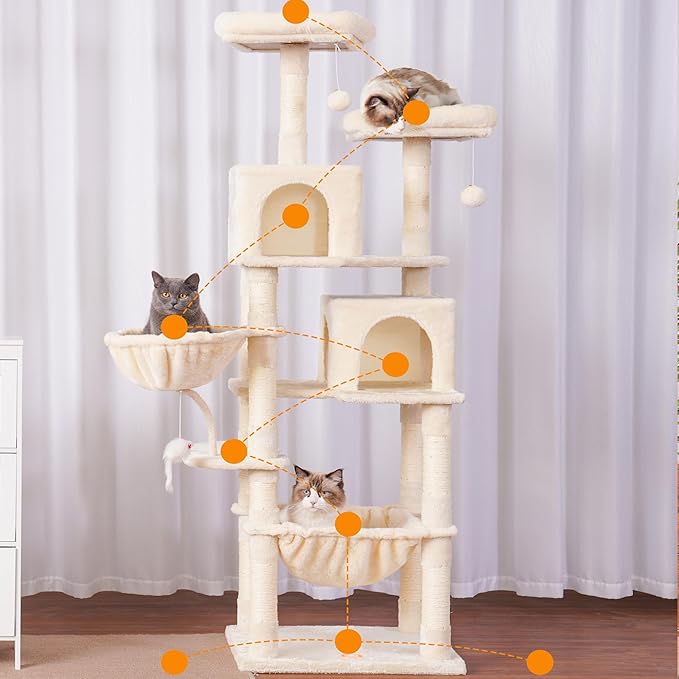Heybly Cat Tree, 70 inches Tall Cat Tower condo - Image 2