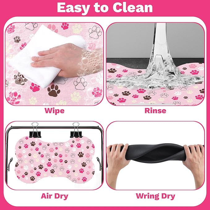 Pet Dog Cat Food Mat, Absorbent Bone Shaped Dog Bowl Mats - Image 6