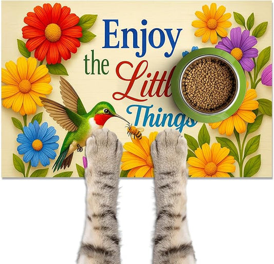 HOMETITUTE Cat Food Mat 20" x 12", Non Slip Dog Cat Food Mat by HOMETITUTE