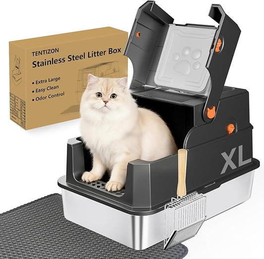 TENTIZON Stainless Steel Cat Litter Box by TENTIZON