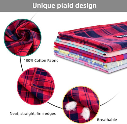 Spring Dog Bandana Large-Dog Scarf Vibrant Color Pink Green Plaid Printing - Image 3