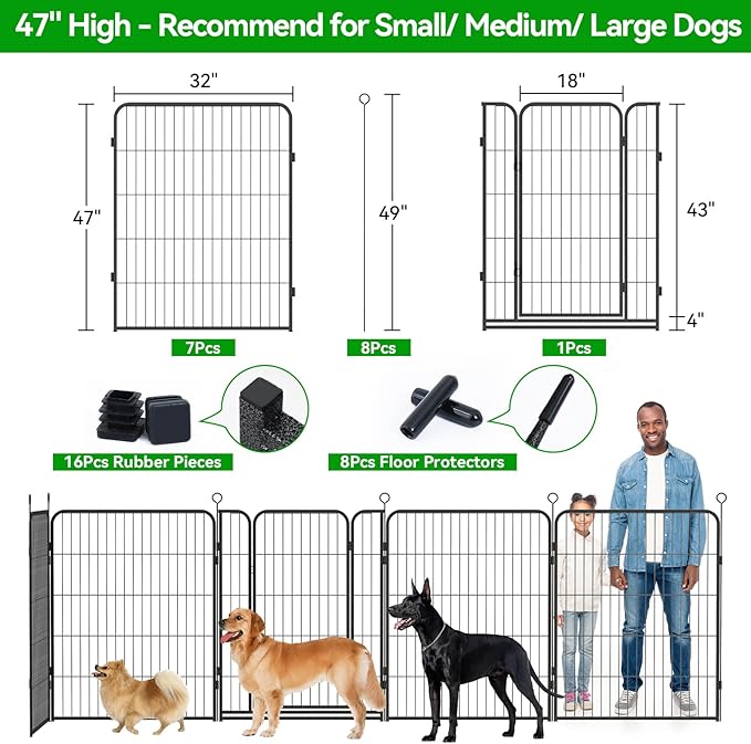 Kfvigoho Dog Playpen Outdoor Extra Wide 8 Piece Panels Heavy Duty Dog Fence 47" - Image 3