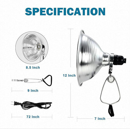 EP Clamp Lamp Light with Detachable 8.5 Inch Aluminum Reflector, 150 Watt E26 - Image 5