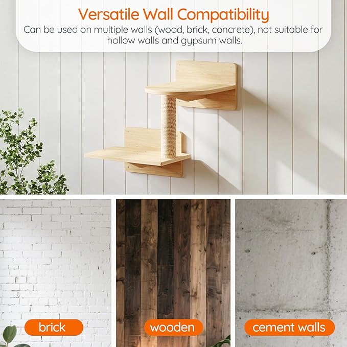 HOOBRO Cat Wall Shelves, Wood Wall Mounted Cat Shelves - Image 7