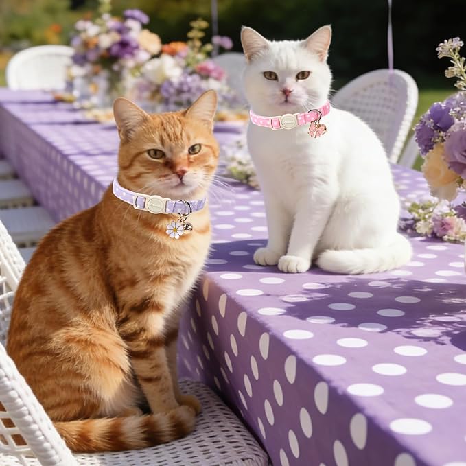 2 Pack Pink Purple Polka Cat Collars Breakaway - Image 5