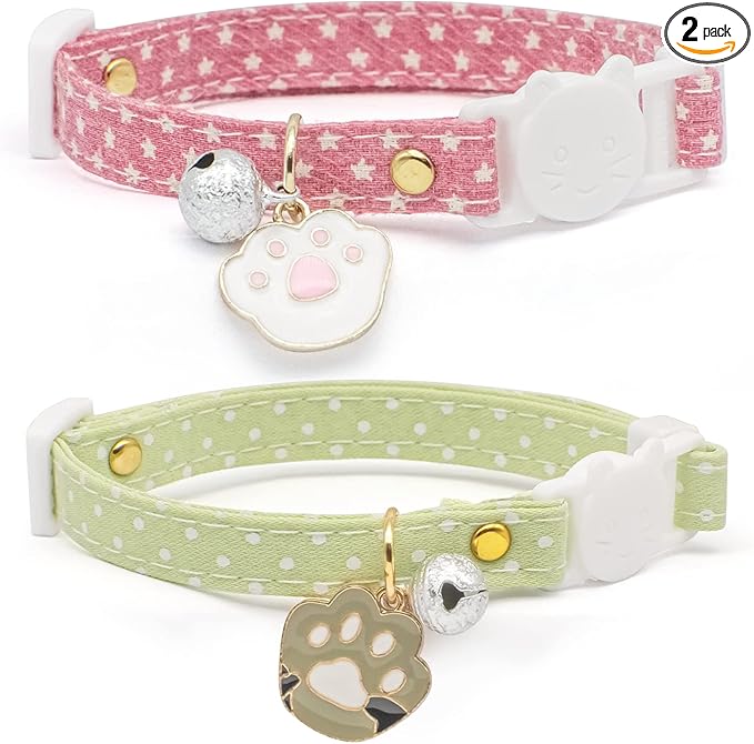 2 Pack Cotton Breakaway Cat Collar by Liugjiau